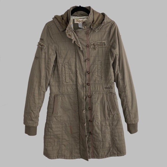 Billabong Coat with Removable Hood, Women’s Medium, Khaki G… - Picture 1 of 16